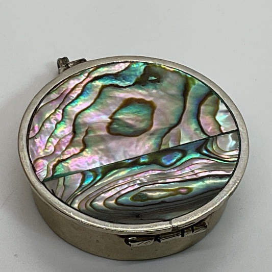 VTG. ALPACA Mexico Abalone Inlay Pill Box- 1.75"