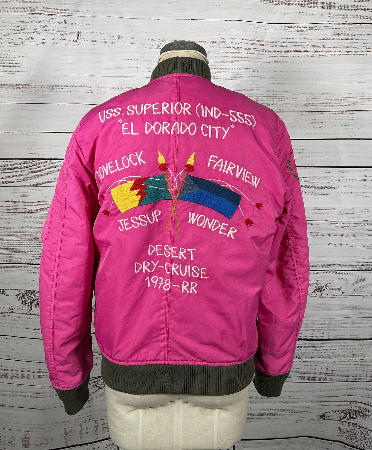Diesel Scorpio Embroidered Bomber Jacket Hot Pink S