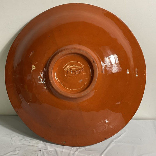 Vintage 1985 Hand Painted Abstract Fish Bowl Pottery Signed (Lisa C?) 1985