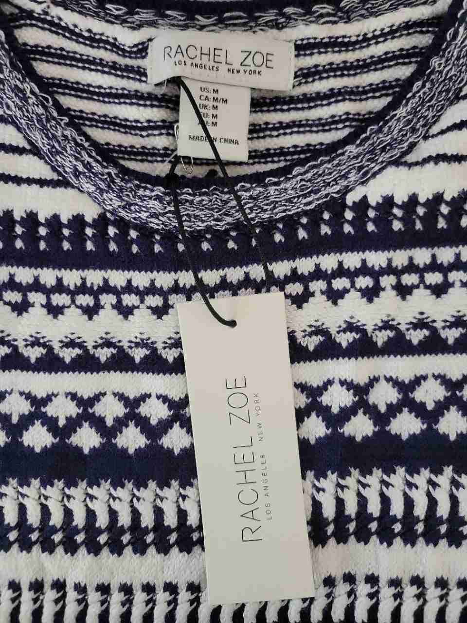 NWT Women's Rachel Zoe Blue & White Sleeveless knit Top Size M
