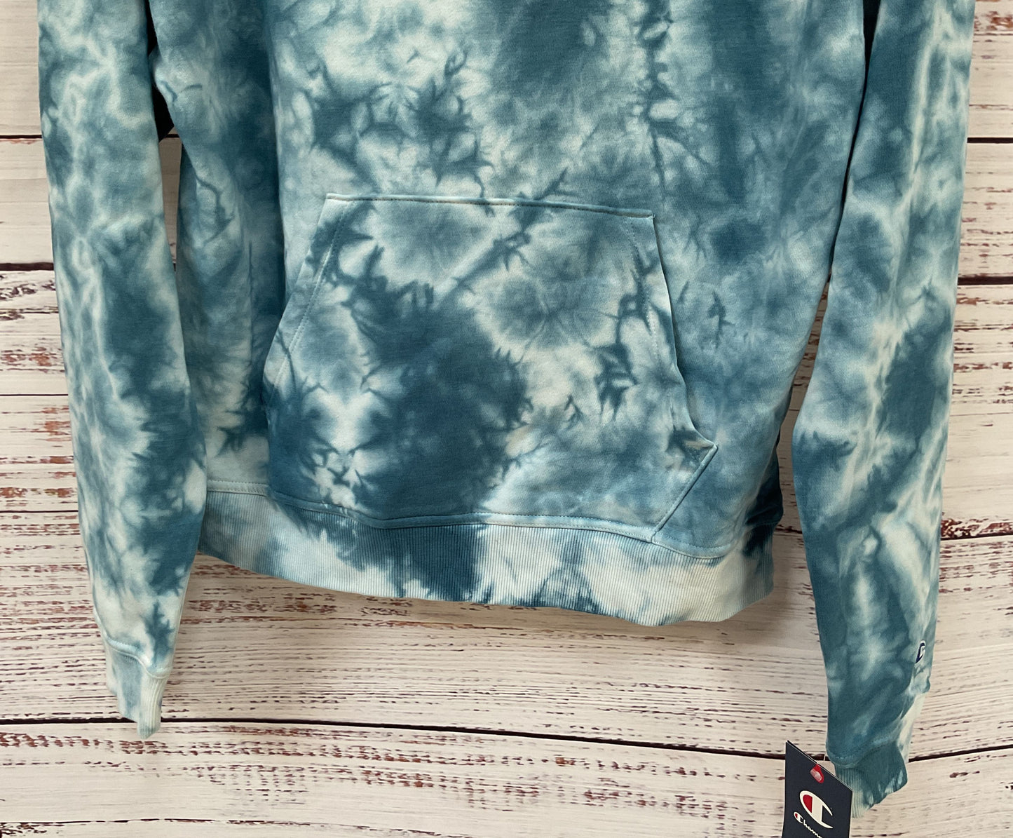 Champion Women's Blue Tie Dye Cotton Blend Pullover Hoodie Size S