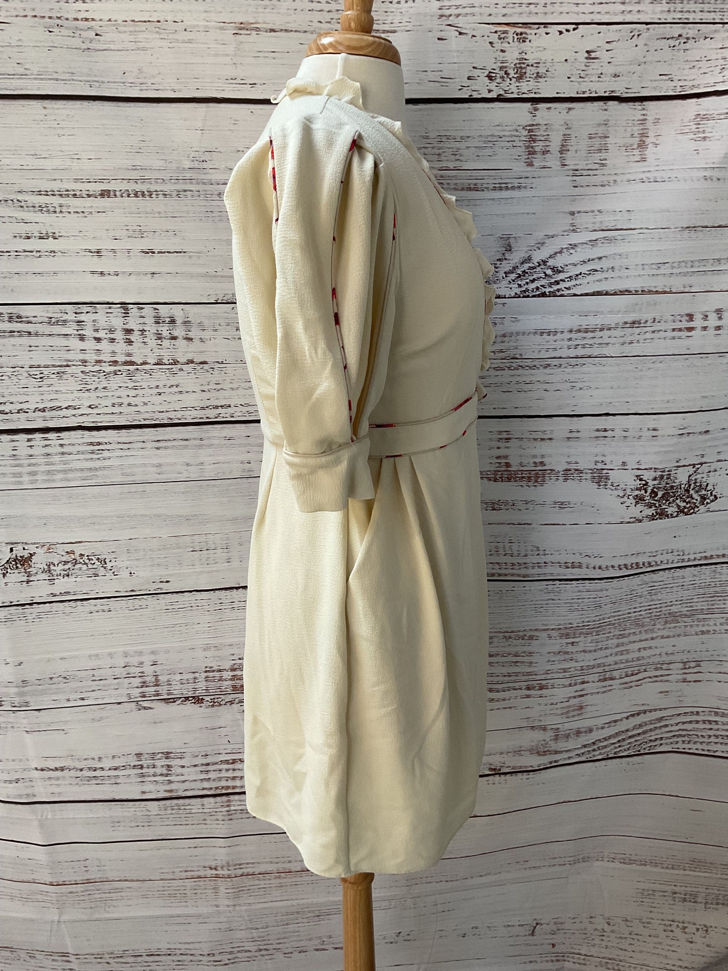 Hofmann Copenhagen Krista White Frill Puff Sleeve Wrap Mini Dress - Size 36
