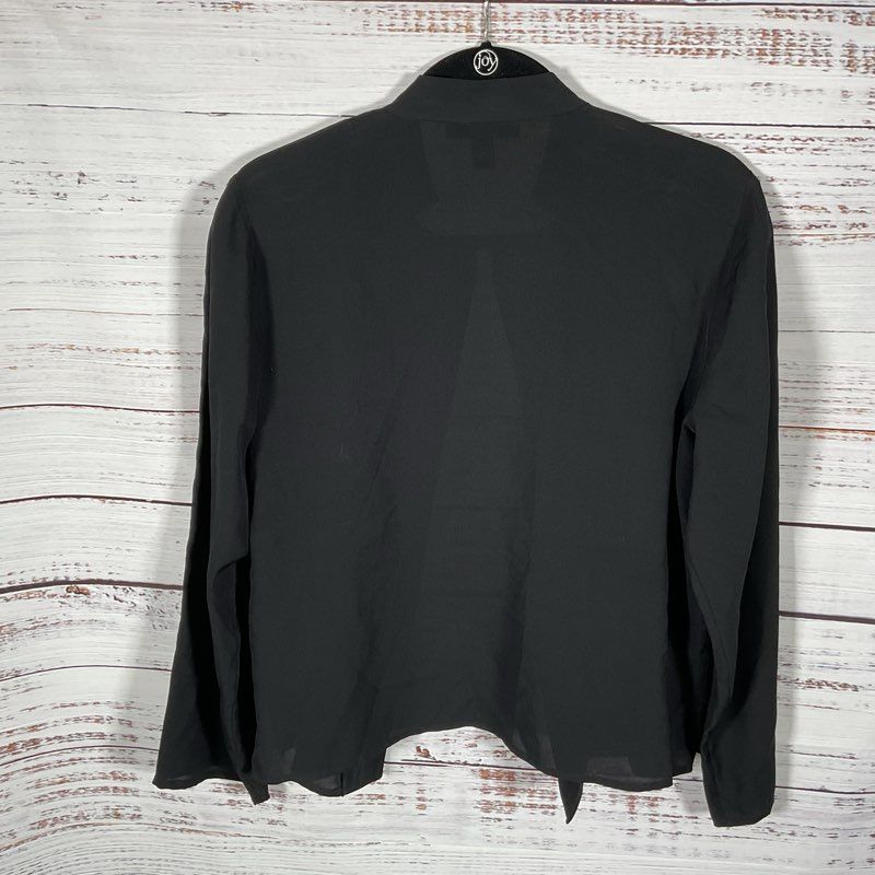 Harari 100% Silk Black Mandarin Collar Blouse - Size M