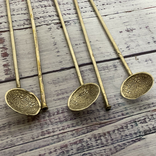 VTG./ANTIQUE MEXICO Mayan Calendar Straw Spoons