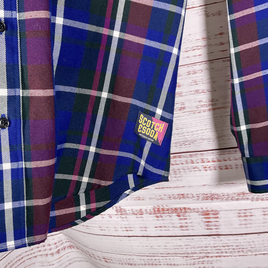 Scotch & Soda Blue Red Plaid Button Up Long Sleeve Shirt - Size XL