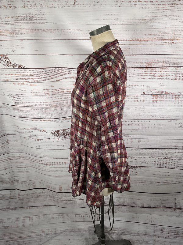 Giselle Shepatin Multicolor Plaid Long Sleeve Button Shirt - Size M