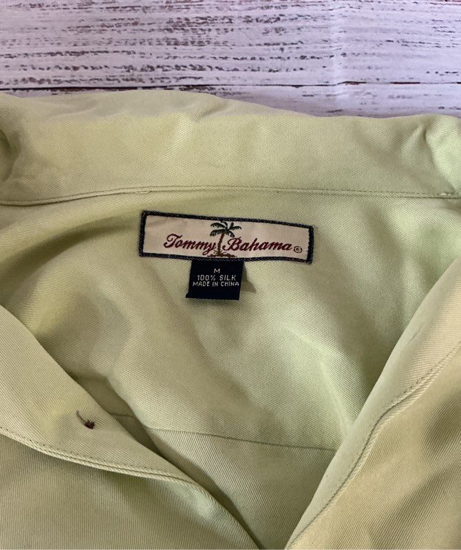 Men's Tommy Bahama Green Short Sleeve Silk Shirt Size M
