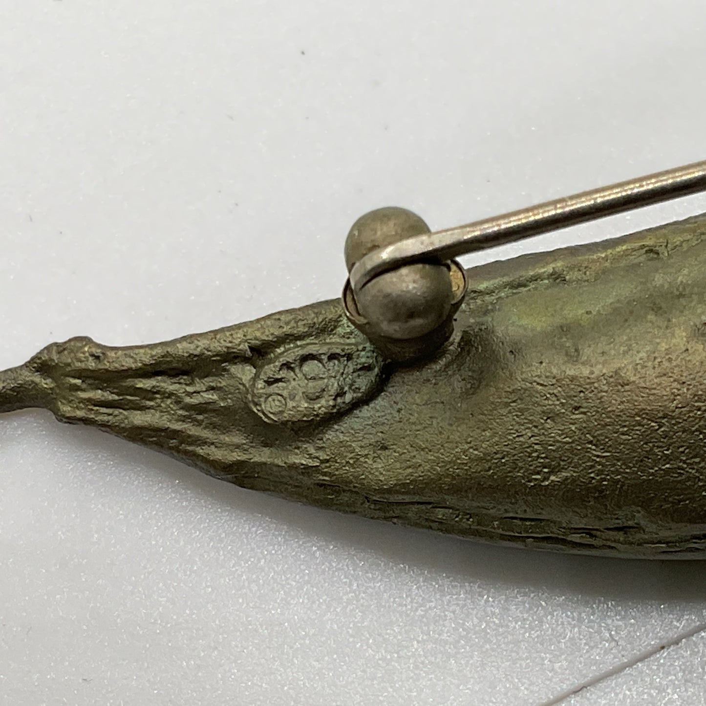 VTG. MICHAEL MICHAUD 7 Pearl Peapod Brooch Hand Patina Bronze- 3.25"