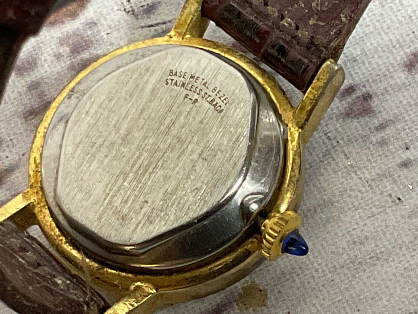 LAUSANNE F-R Women's Gold Tone Watch with Brown Leather Band- WORKS!!!