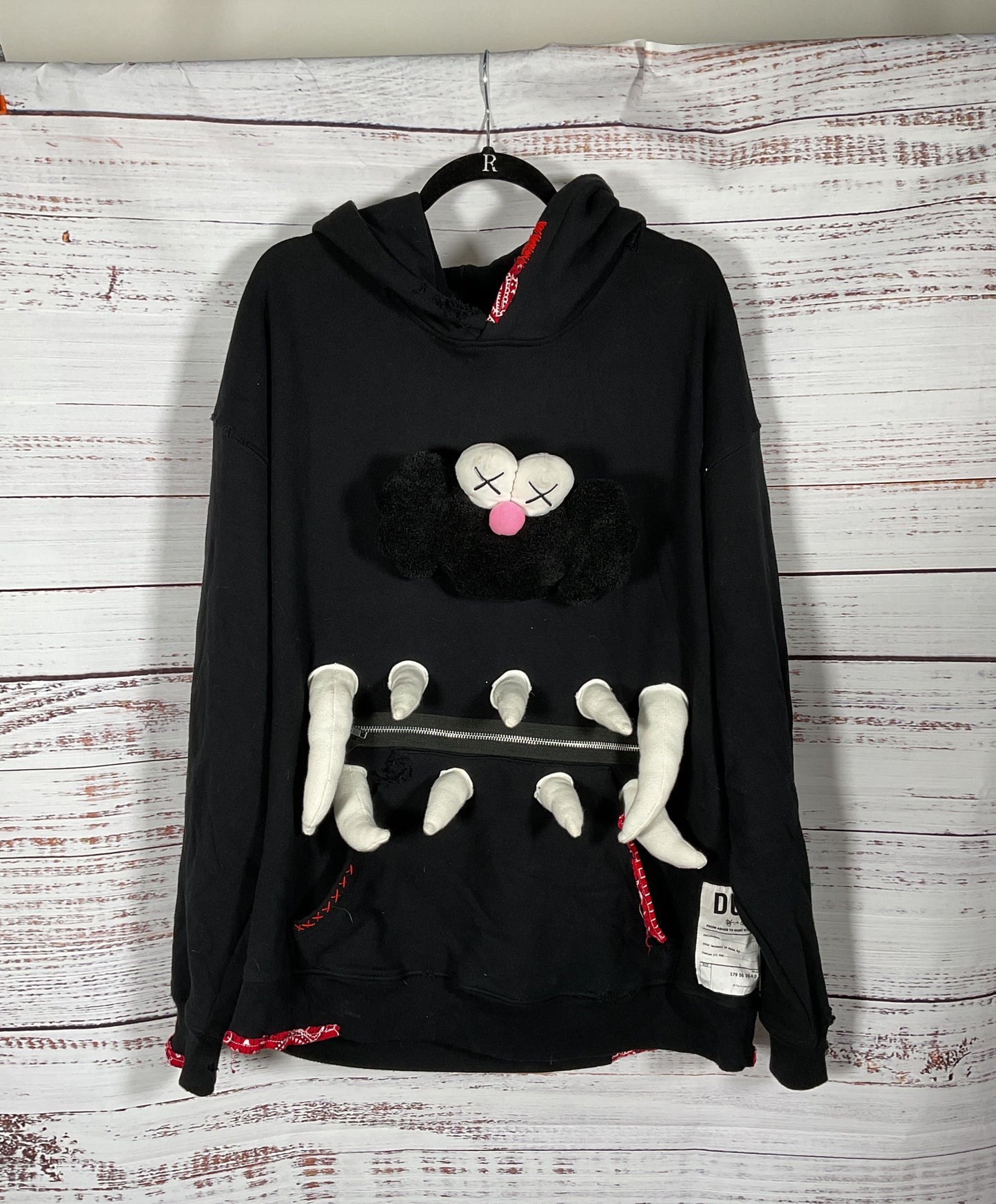 Cool Dust of Gods X Kaws Black 1 of 1 Distressed Stuffy Hoodie - Size Large