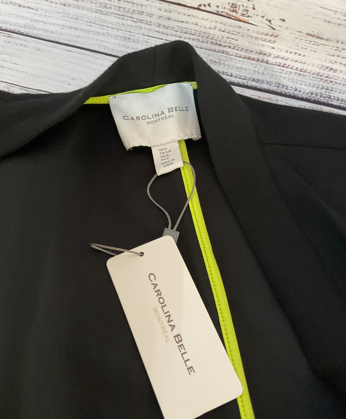 NWT Women's Carolina Belle Black Open front Jacket Size S