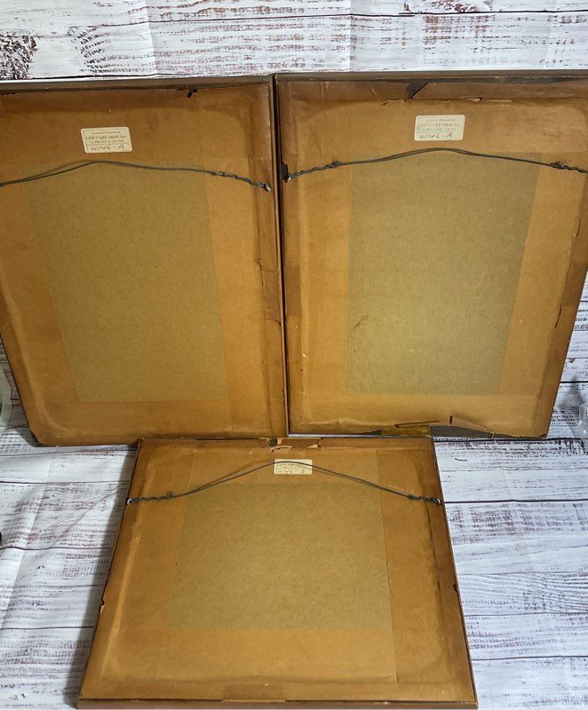 Set of 3 VTG./ANTIQUE HOWARD PENTON Colored Lithographs- FRAMED 19.5" X 14.5"