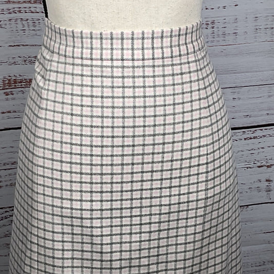 BLACK FLEECE X BROOKS BROS. Women's Wool Pink/Gray Plaid Back Pleated Skirt