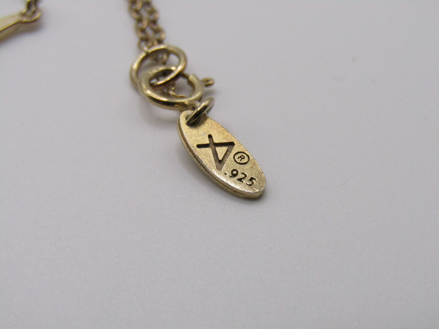 Azaggi Vermeil Sterling Silver Rolo Chain Crest Bar Pendant Necklace