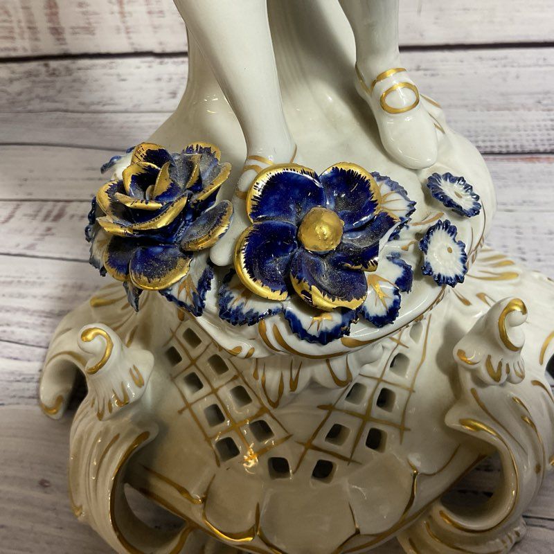 Pair ANTQ. 1817 ECHT KOBALT Blue/White Gold Gilt Porcelain Victorian Candelabras