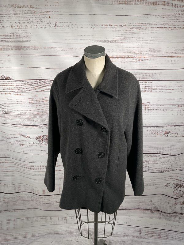 Vintage J. Percy Women's Dark Gray 100% Wool Coat Size 14