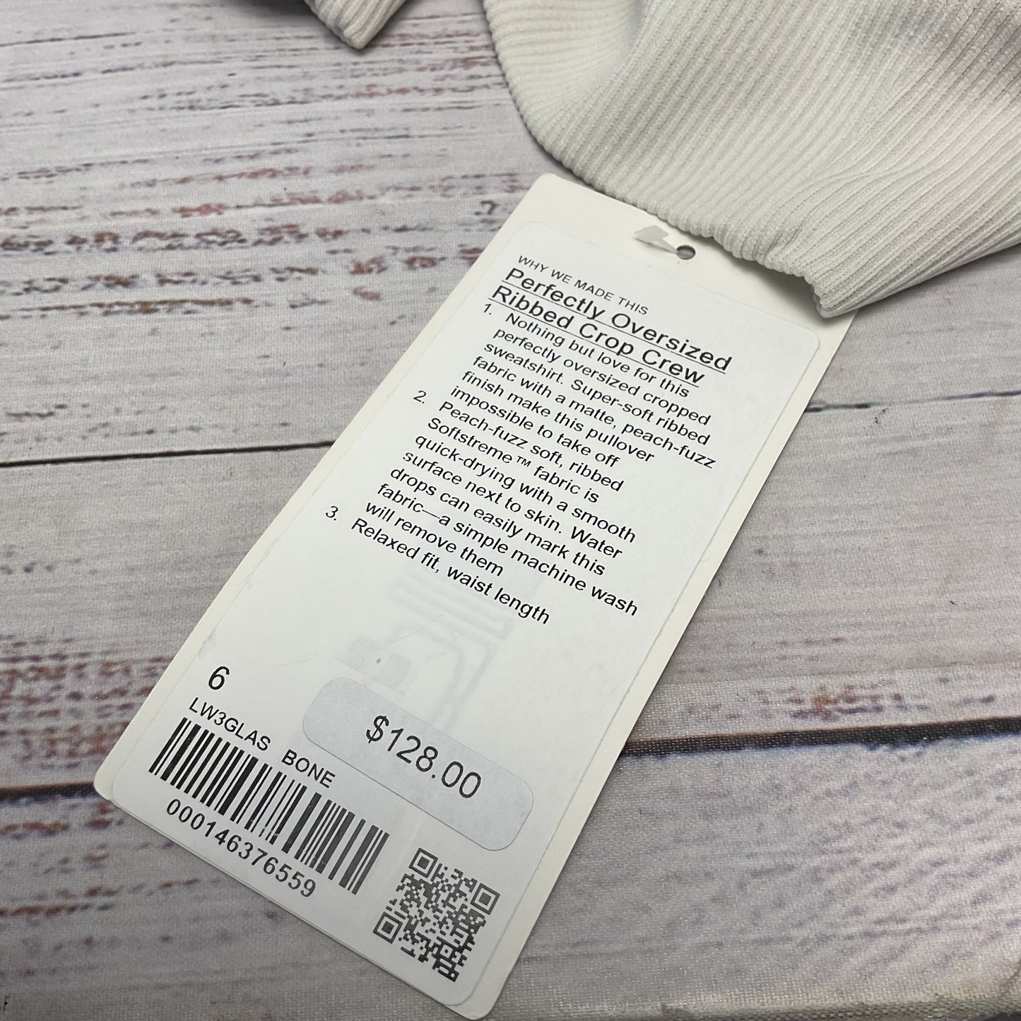 Lululemon Bone White Perfect Oversized Ribbed Crop Crew Sweater - Size 6