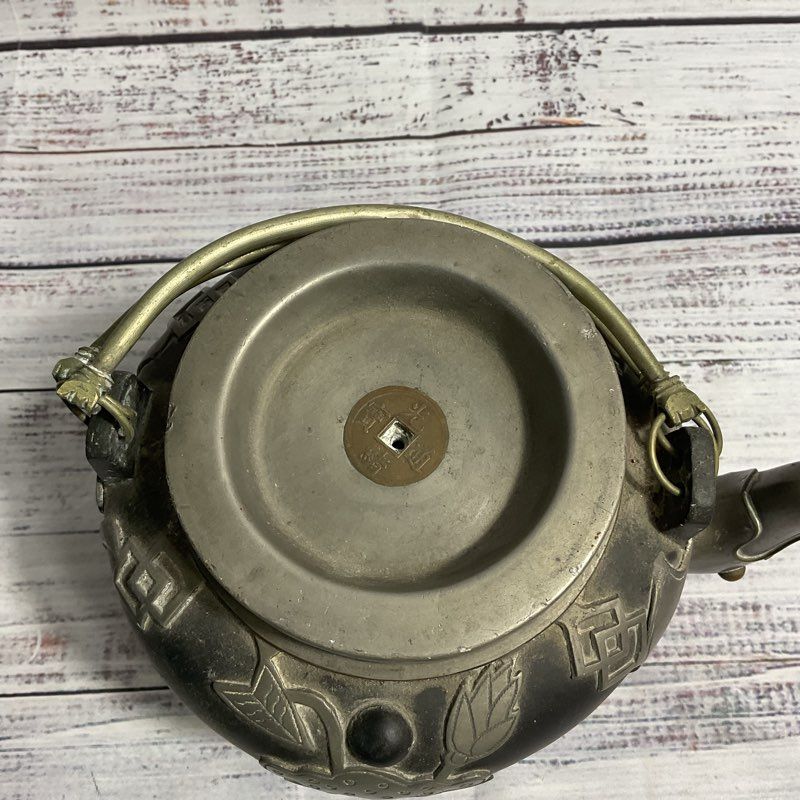 Antique 17th Century Chinese Metal Teapot Signed Shi Dabin