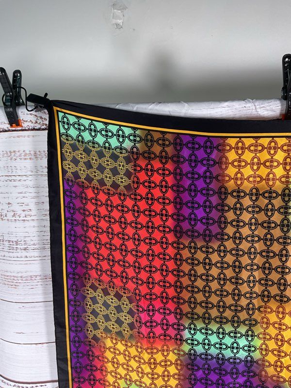 Vakko Women's Multicolor Geometric Pattern Silk Scarf 34"