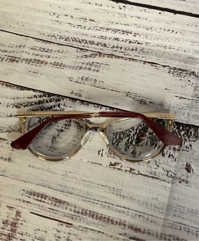 PRADA Burgundy /Gold Eyeglasses Frame ONLY - Size 140 Italy