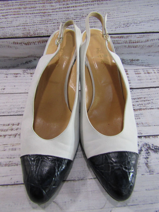 Vintage Ralph Lauren Women's Light Gray Slingback Sandal Size 9 AA Made in Italy