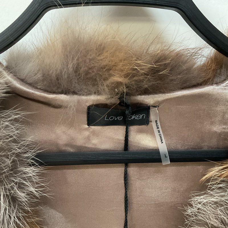 NWT Love Token Genuine Fox Fur Vest - Size L