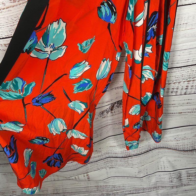 Diane Von Furstenberg Orange Floral Belted Sleeveless Jumpsuit - Size 4