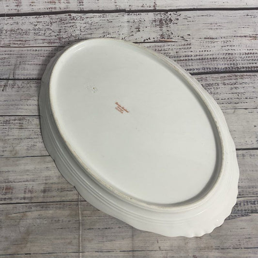 VTG. Theodore Haviland Limoges 11” Pink & Yellow Flowers Serving Tray