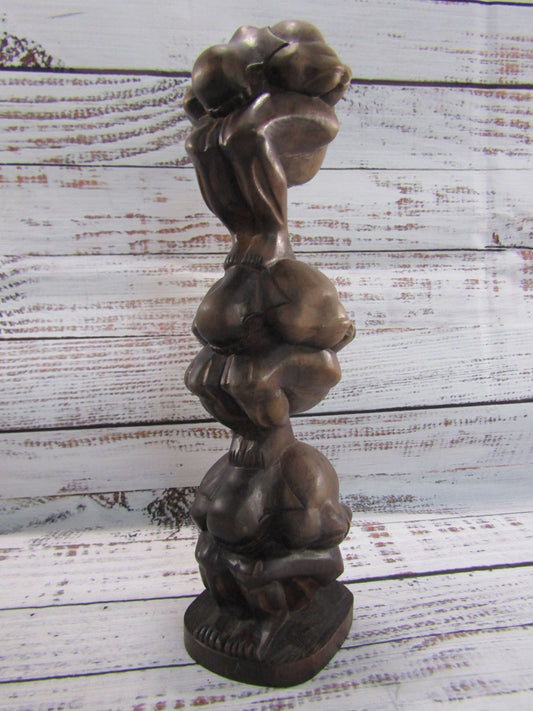 Vintage Wooden Hand Carved Yogi Man Orang Malu Weeping Buddha Stack
