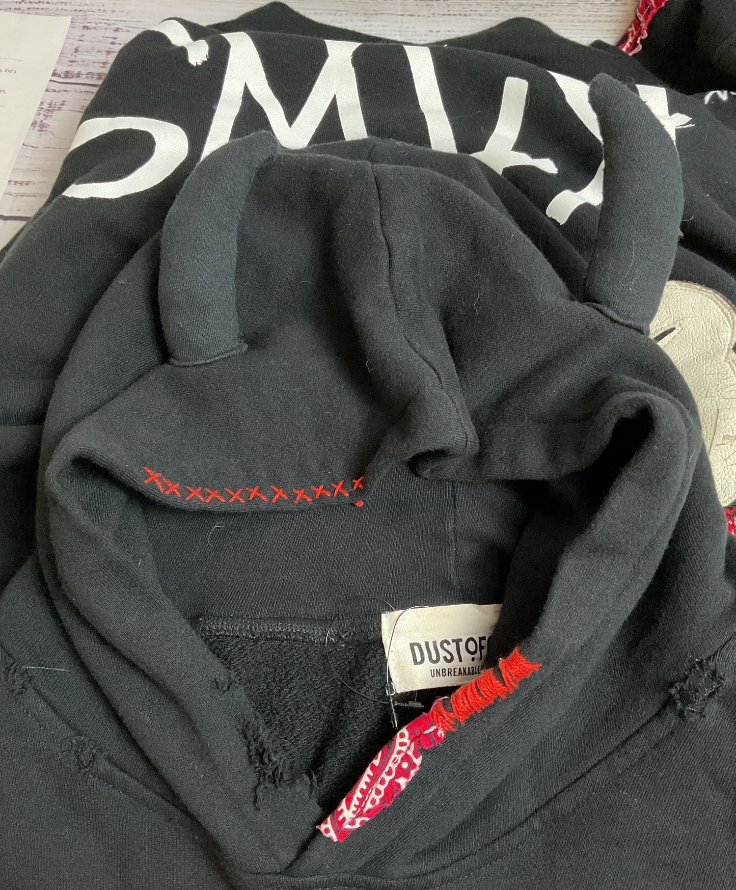 Cool Dust of Gods X Kaws Black 1 of 1 Distressed Stuffy Hoodie - Size Large