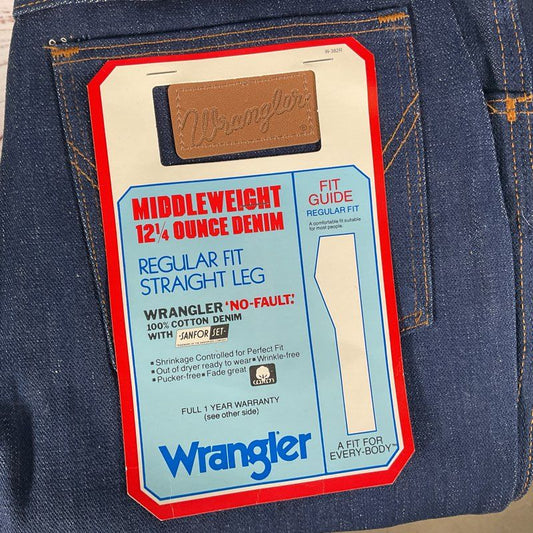 Vintage 80s Deadstock Wrangler Middleweight 12.25 oz Straight Leg Jeans 29x34