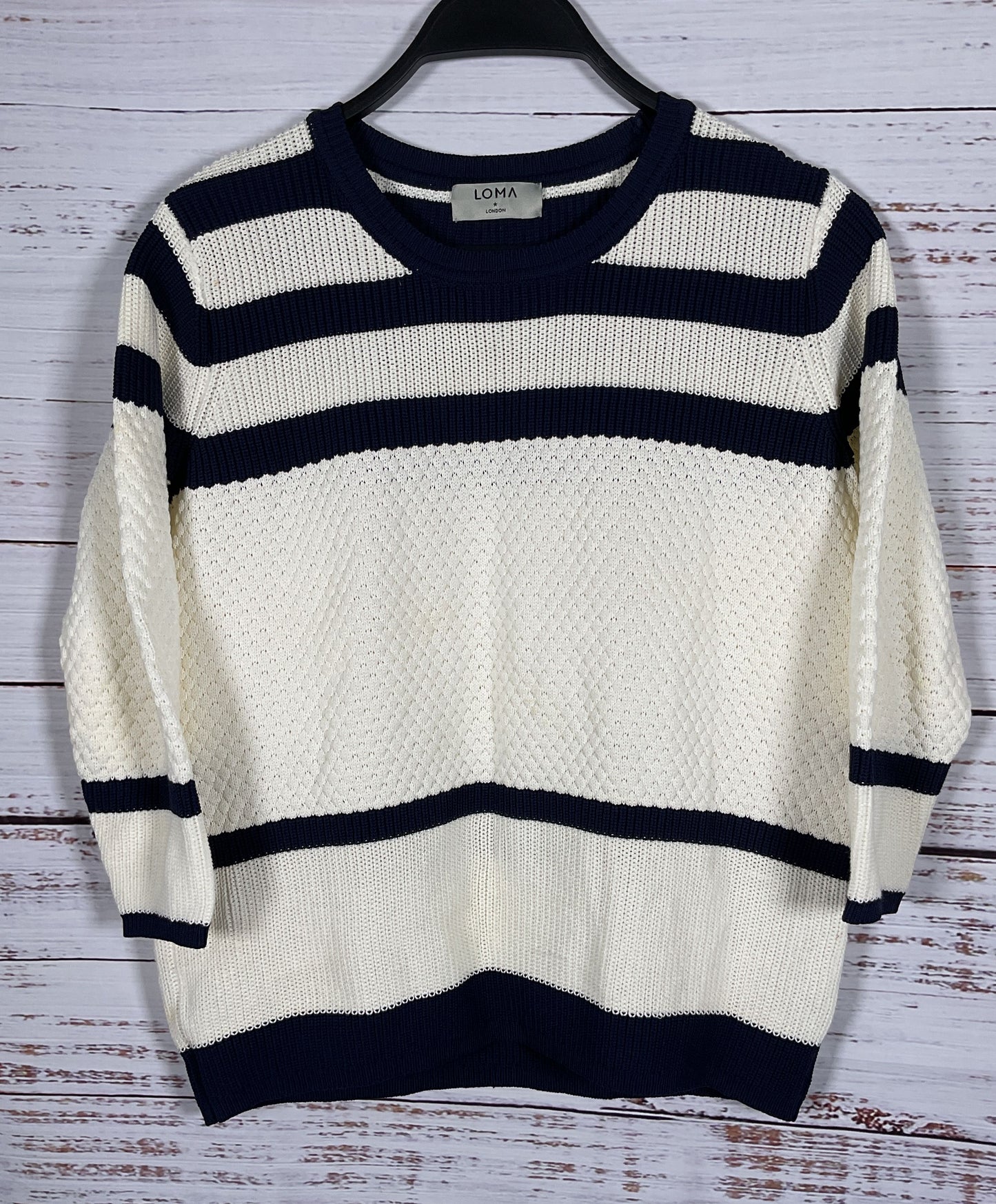 Loma Women's White Cotton Blend Knit Sweater Size XS