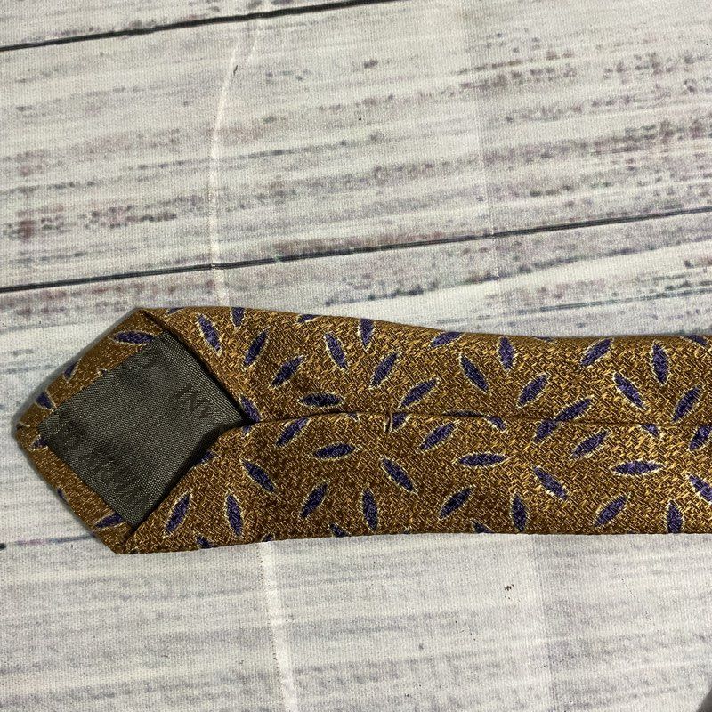 Lot of 3 VTG Giorgio Armani Blue and Bronze Geometric Patterned Silk Ties 58 in.