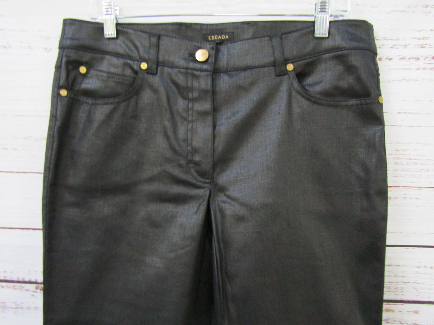 Escada Women's Black Coated Cotton Blend Jeans Size 40