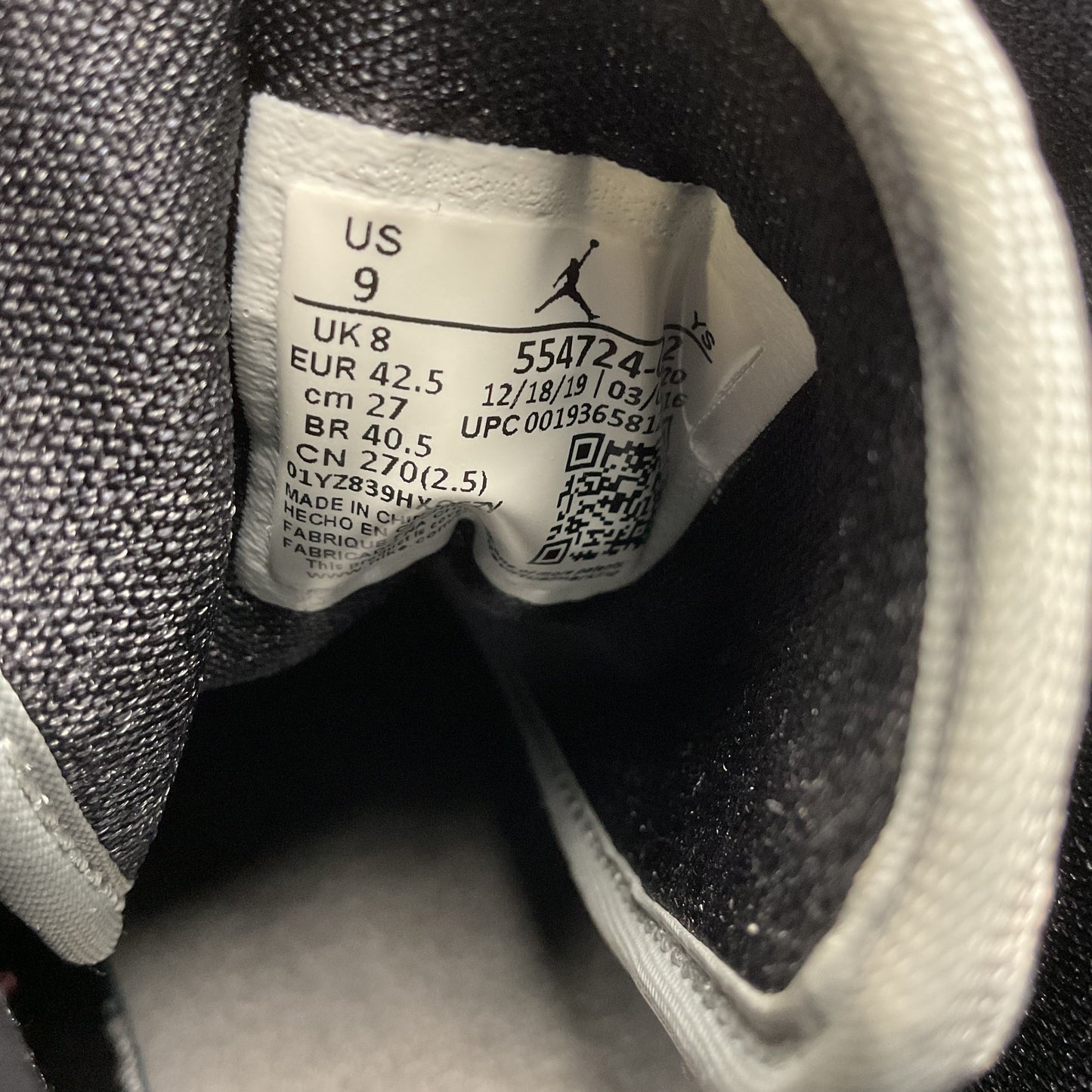 Nike Air Jordan 1 Light Smoke Gray 554724-092 Sneaker Shoe Men Size 9