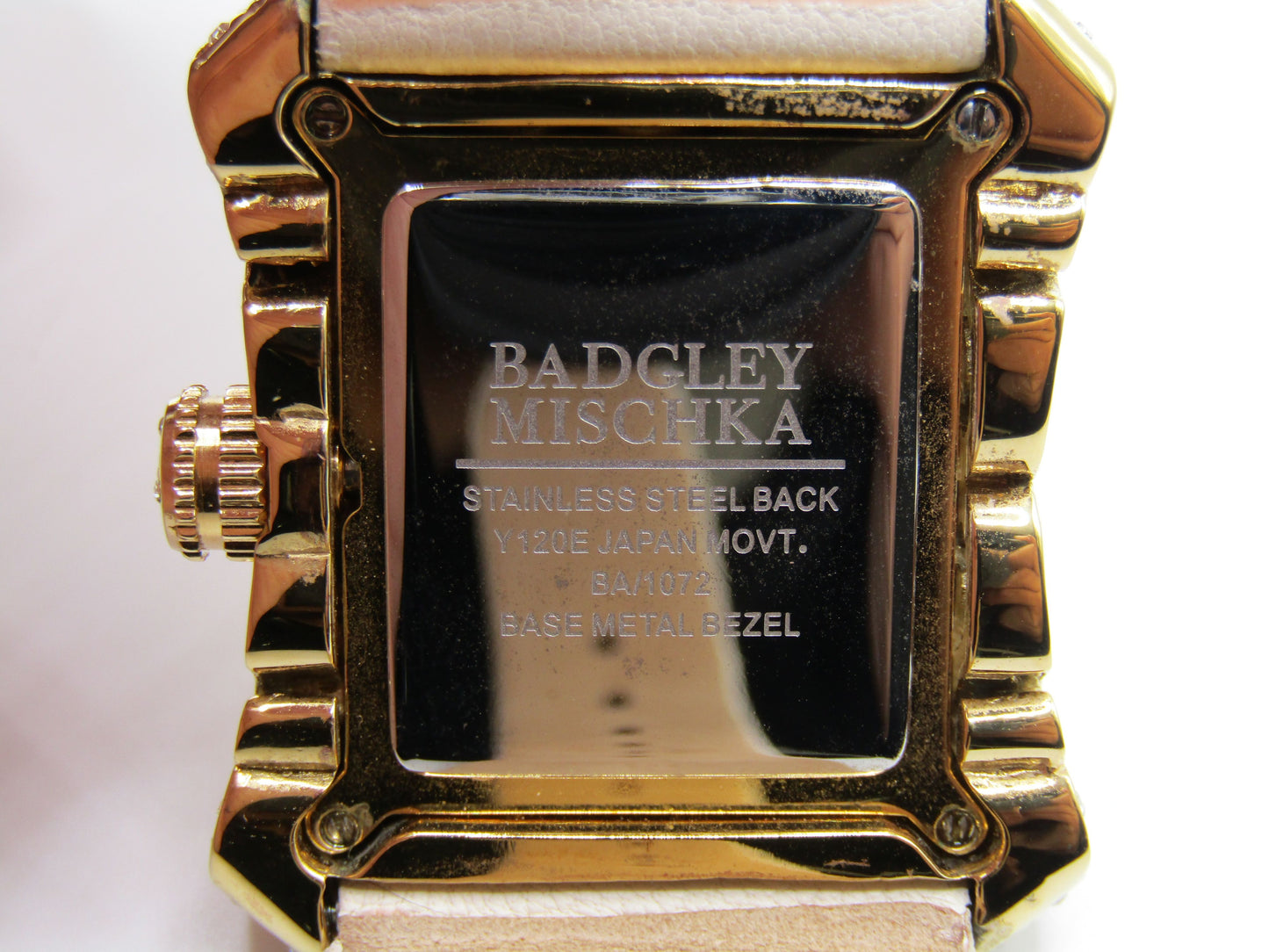 Badgley Mischka Women's Gold Plated Crystal Accent Quart Watch