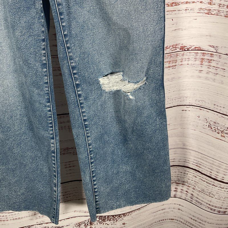 NWT Judy Blue Retro Wide Leg Raw Hem Distressed High Waist Denim Jeans - Size 29