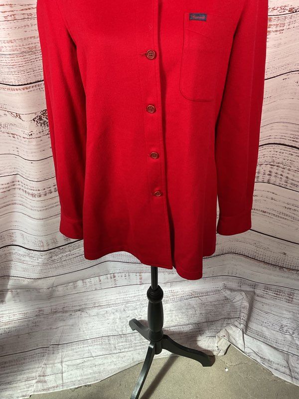 Faconnable Women's Workwear Red 100% Wool Button Up Jacket - Size S