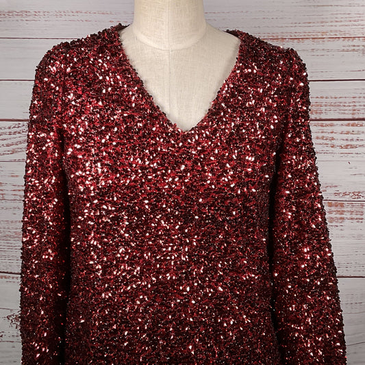 SEZANE Women's Cocktail Sequin Long Sleeve Mini Pullover Dress- SZ 34