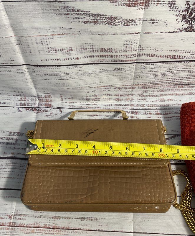 Morris Moskowitz Genuine Leather Brown Gold Tone Chain Strap Shoulder Bag