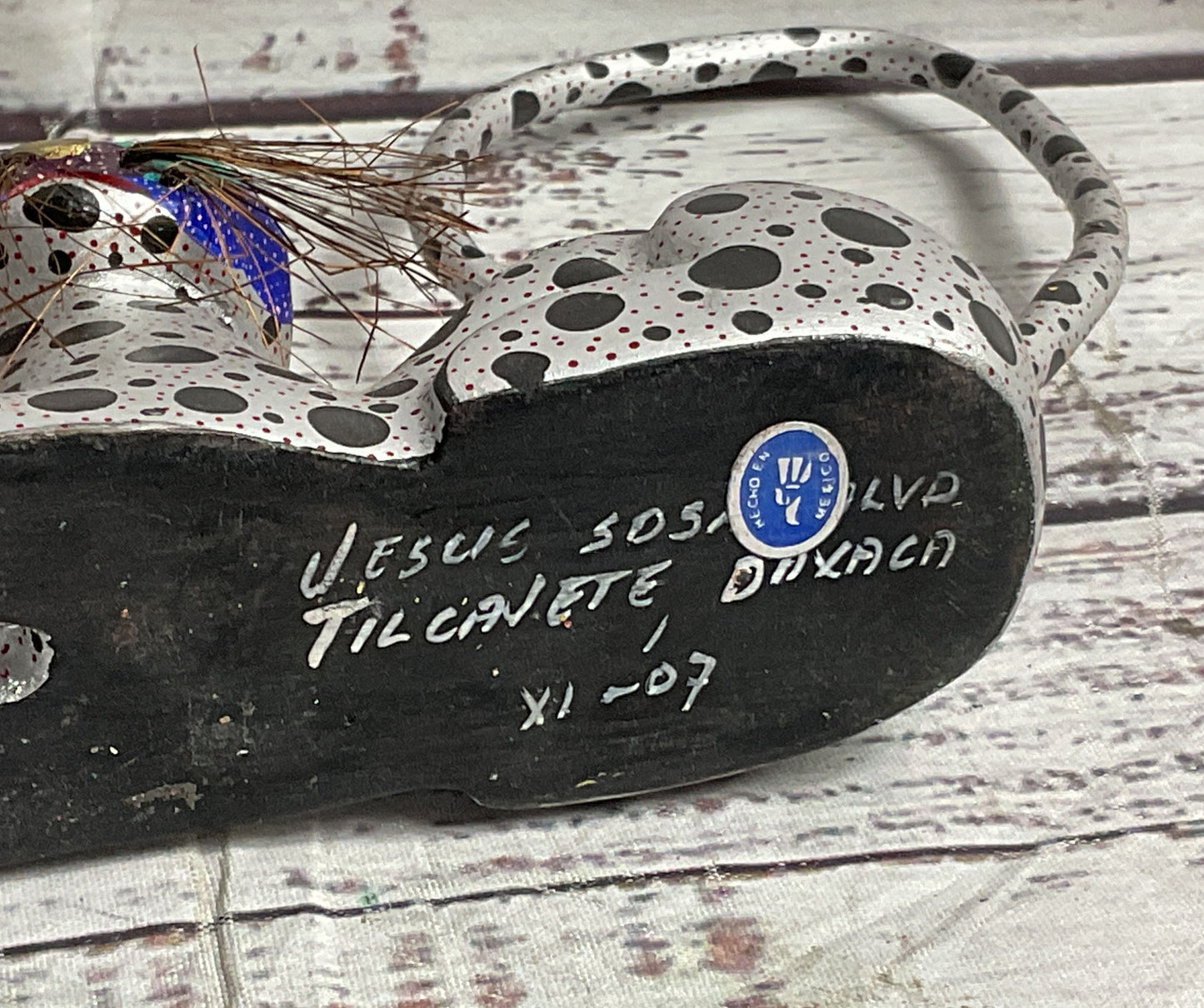 Luis Sosa Calvo Alebrije Wood Carved Cat Figurine Multicolor