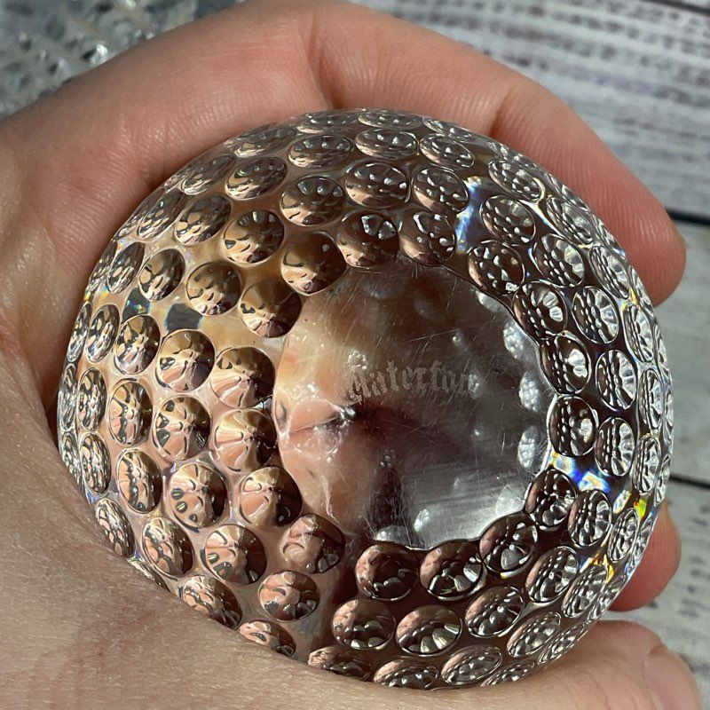 Waterford Golf Club Head & Ball Crystal Glass Paperweights 2 Pc. Set