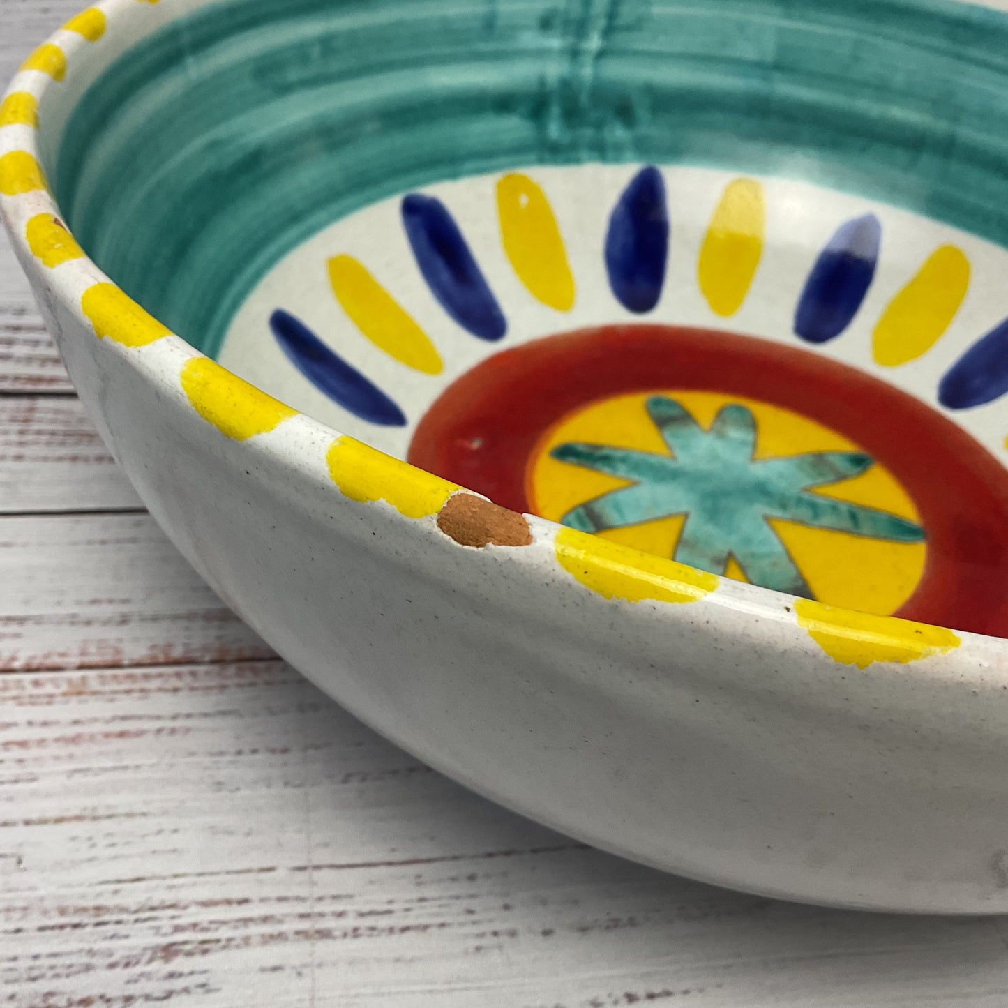 Giovanni Desimone Glazed Ceramic Star Red Yellow Blue 12" Bowl