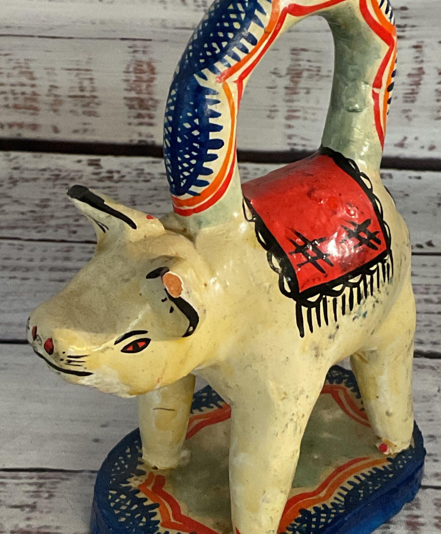 Handmade Mexico Tepetitlan Pig Figurines Multicolor