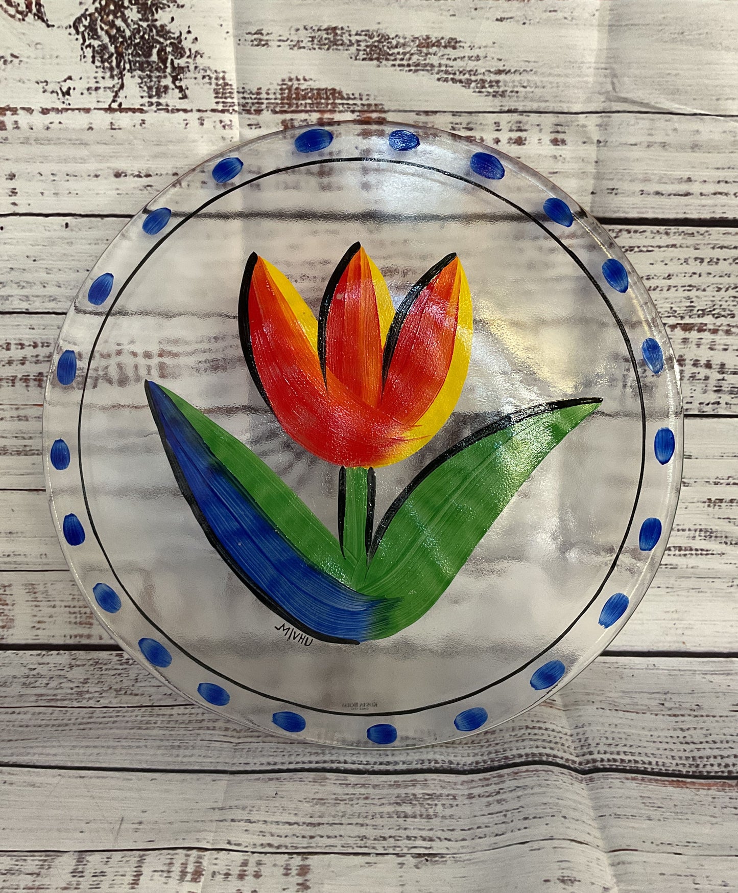 Kosta Boda Ulrica Hydman Vallien Tulip Plate Multicolor