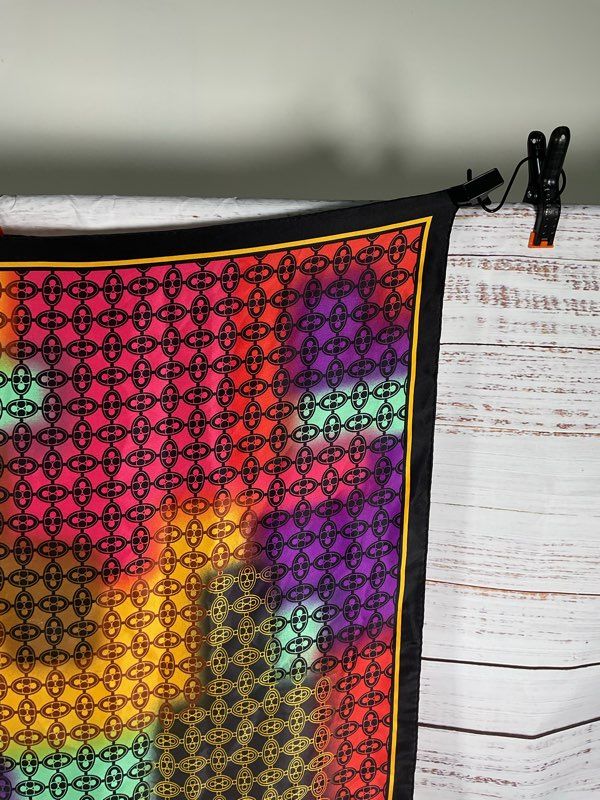 Vakko Women's Multicolor Geometric Pattern Silk Scarf 34"