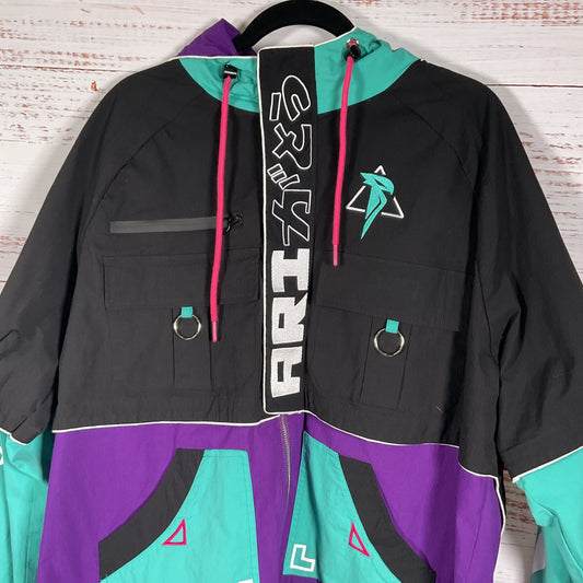 Ari-Gatou Techwear Black Turquoise Purple Jacket - Size Adult M