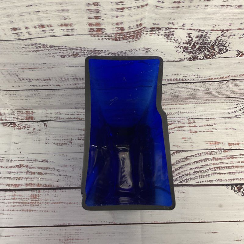 Cris Clear Cobalt Blue Square Pillow Vase 8"
