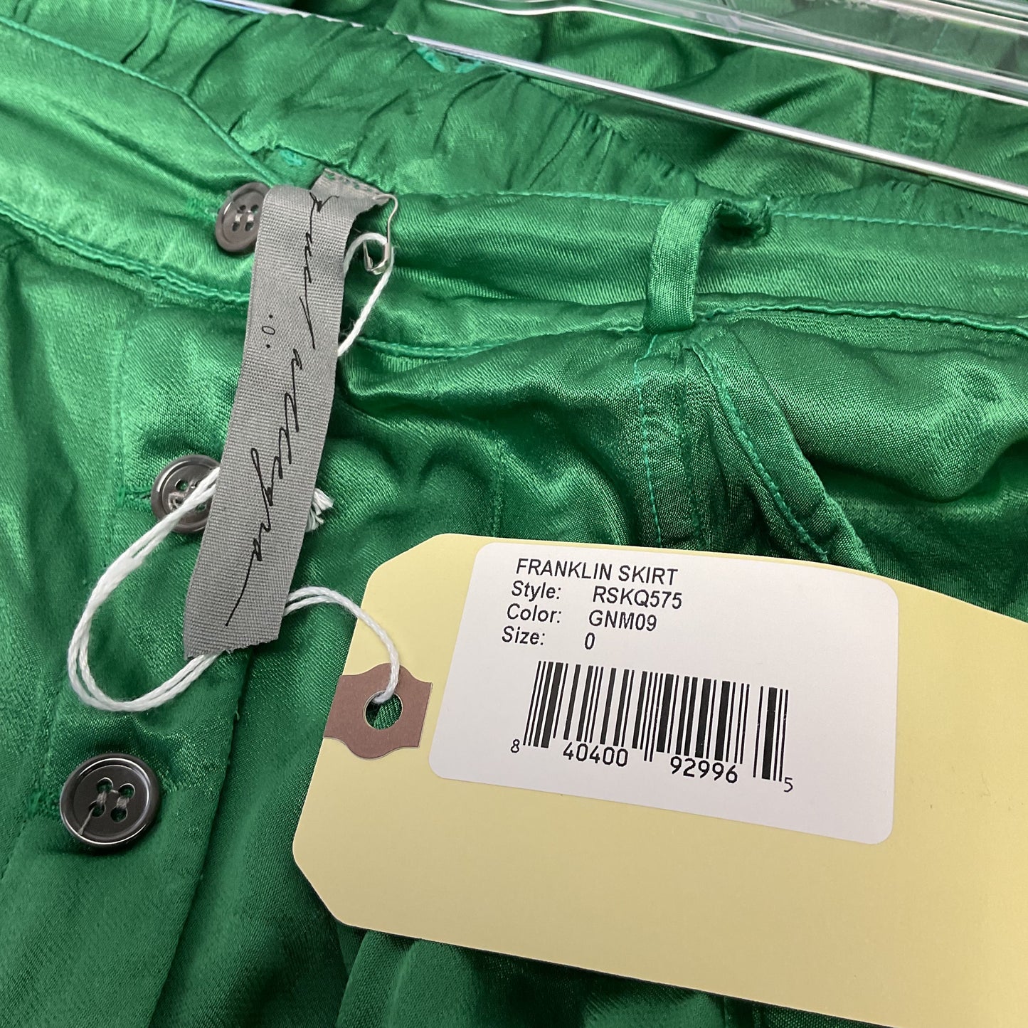 Raquel Allegra Green Rayon Button Front Skirt - Size 0 New