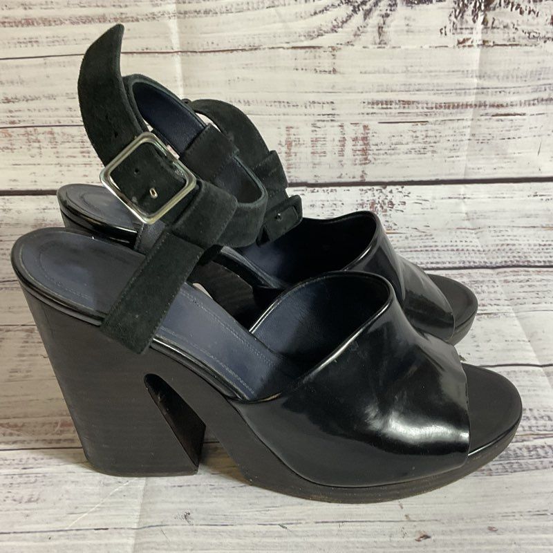 CELINE Paris Women's Black Leather & Suede Platform Heel Shoes- SZ 40.5 DAMAGED
